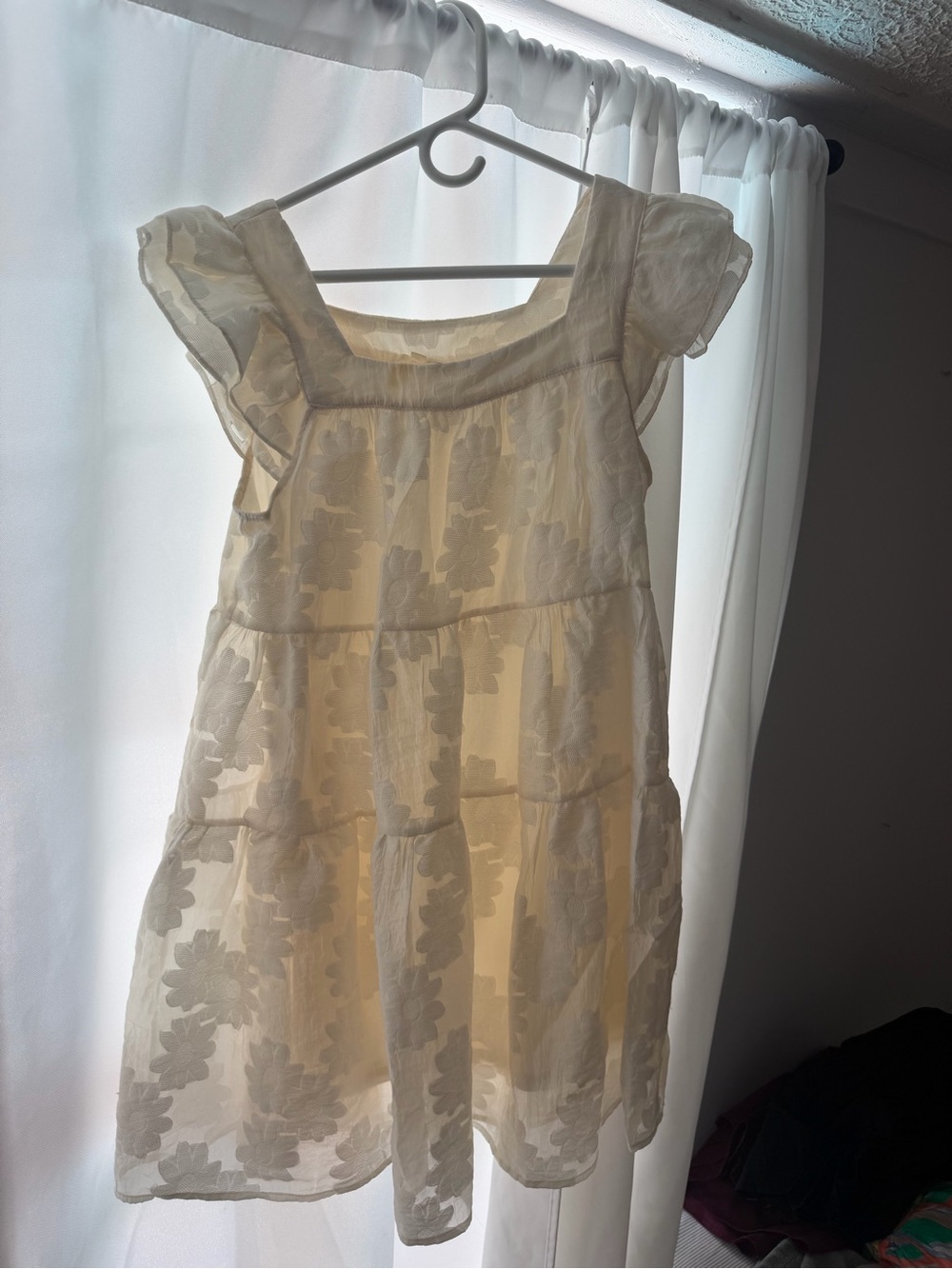 entro Cream Floral Tiered Mini Dress